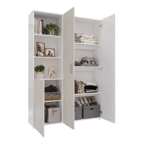 Closet Jazmin Blanco y Niebla 140x200cm sin Cajones y con Nueve Compartimientos - CLOSETS | Bylmo