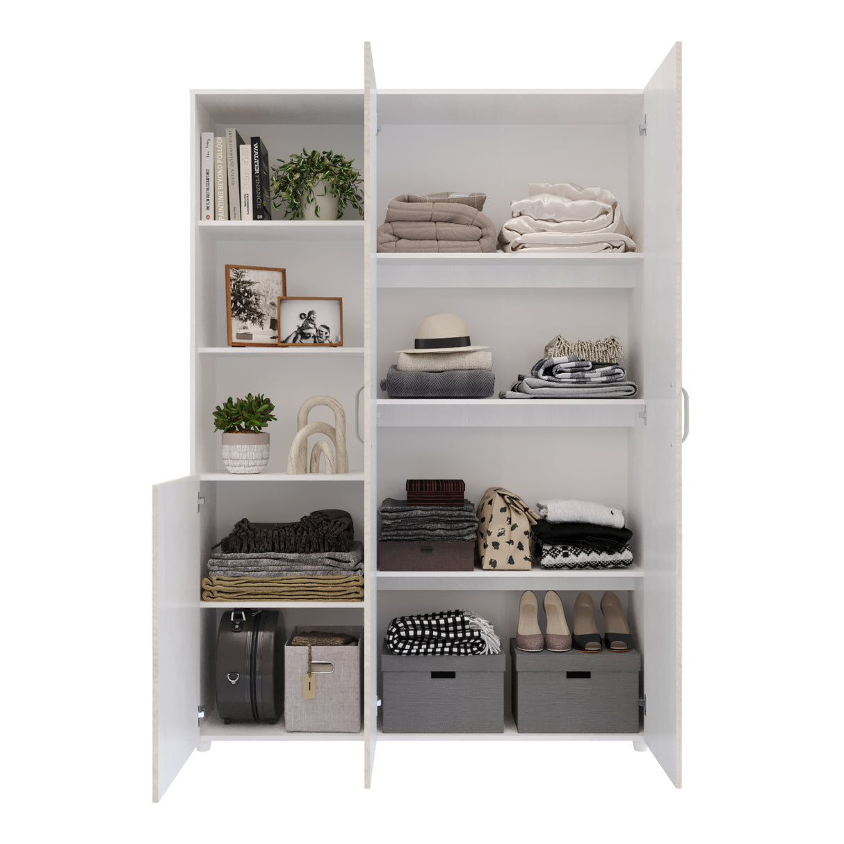 Closet Jazmin Blanco y Niebla 140x200cm sin Cajones y con Nueve Compartimientos - CLOSETS | Bylmo