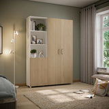 Closet Jazmin Blanco y Rovere 140x200cm sin Cajones y con Nueve Compartimientos - CLOSETS | Bylmo