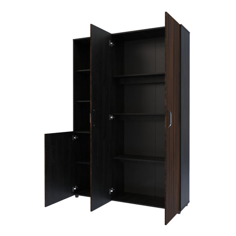 Closet Jazmin Wengue y Fume 140x200cm sin Cajones y con Nueve Compartimientos - CLOSETS | Bylmo