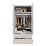 Closet Tripoli Blanco y Niebla 100x200cm con Dos Cajones y con Dos Compartimientos - CLOSETS | Bylmo