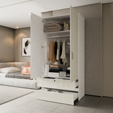 Closet Tripoli Blanco y Niebla 100x200cm con Dos Cajones y con Dos Compartimientos - CLOSETS | Bylmo