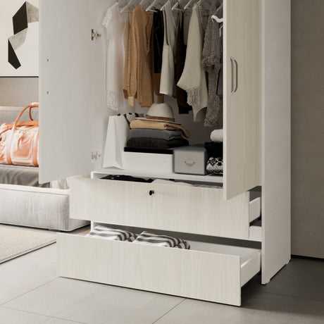 Closet Tripoli Blanco y Niebla 100x200cm con Dos Cajones y con Dos Compartimientos - CLOSETS | Bylmo