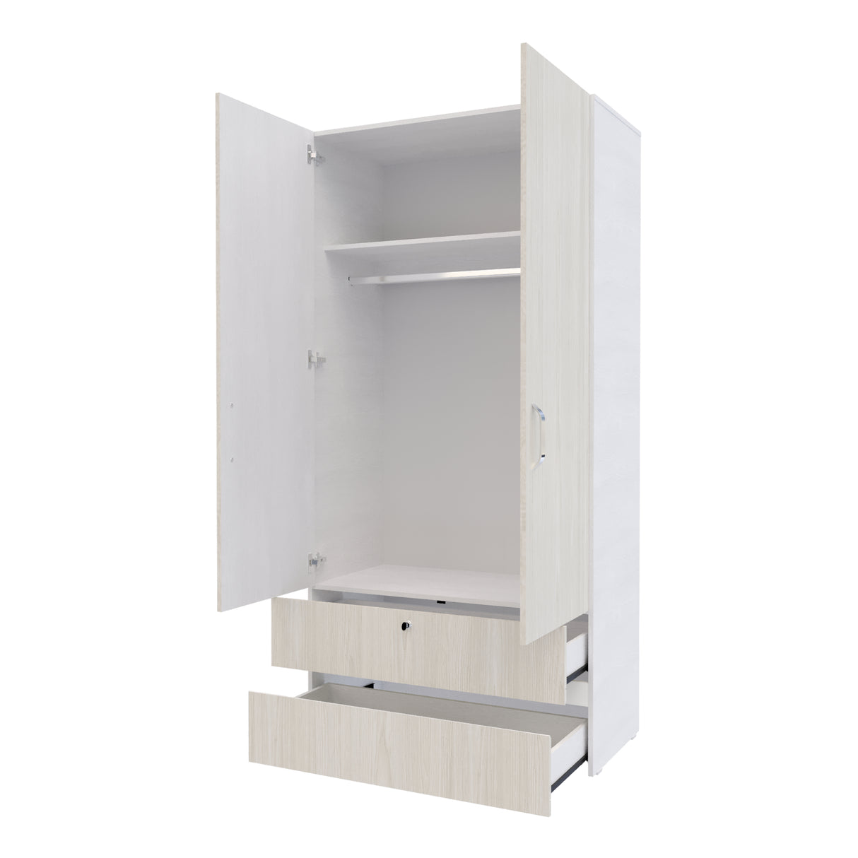 Closet Tripoli Blanco y Niebla 100x200cm con Dos Cajones y con Dos Compartimientos - CLOSETS | Bylmo