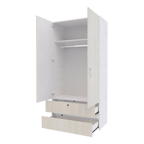 Closet Tripoli Blanco y Niebla 100x200cm con Dos Cajones y con Dos Compartimientos - CLOSETS | Bylmo