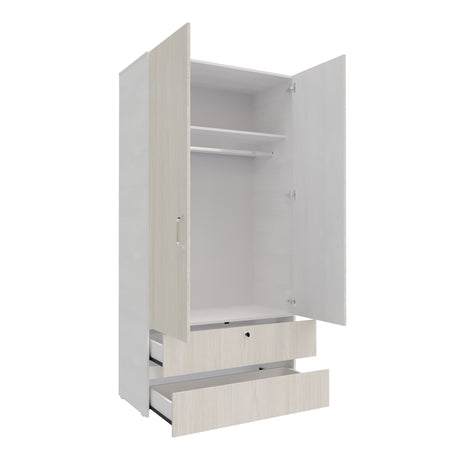 Closet Tripoli Blanco y Niebla 100x200cm con Dos Cajones y con Dos Compartimientos - CLOSETS | Bylmo