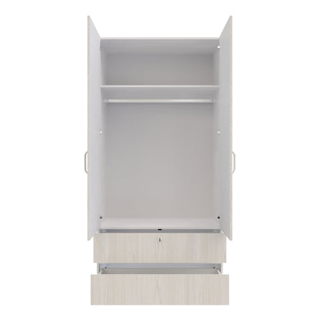 Closet Tripoli Blanco y Niebla 100x200cm con Dos Cajones y con Dos Compartimientos - CLOSETS | Bylmo