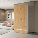 Closet Tripoli Blanco y Duna 100x200cm con Dos Cajones y con Dos Compartimientos - CLOSETS | Bylmo