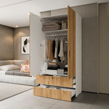 Closet Tripoli Blanco y Duna 100x200cm con Dos Cajones y con Dos Compartimientos - CLOSETS | Bylmo