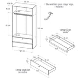 Closet Tripoli Blanco y Duna 100x200cm con Dos Cajones y con Dos Compartimientos - CLOSETS | Bylmo