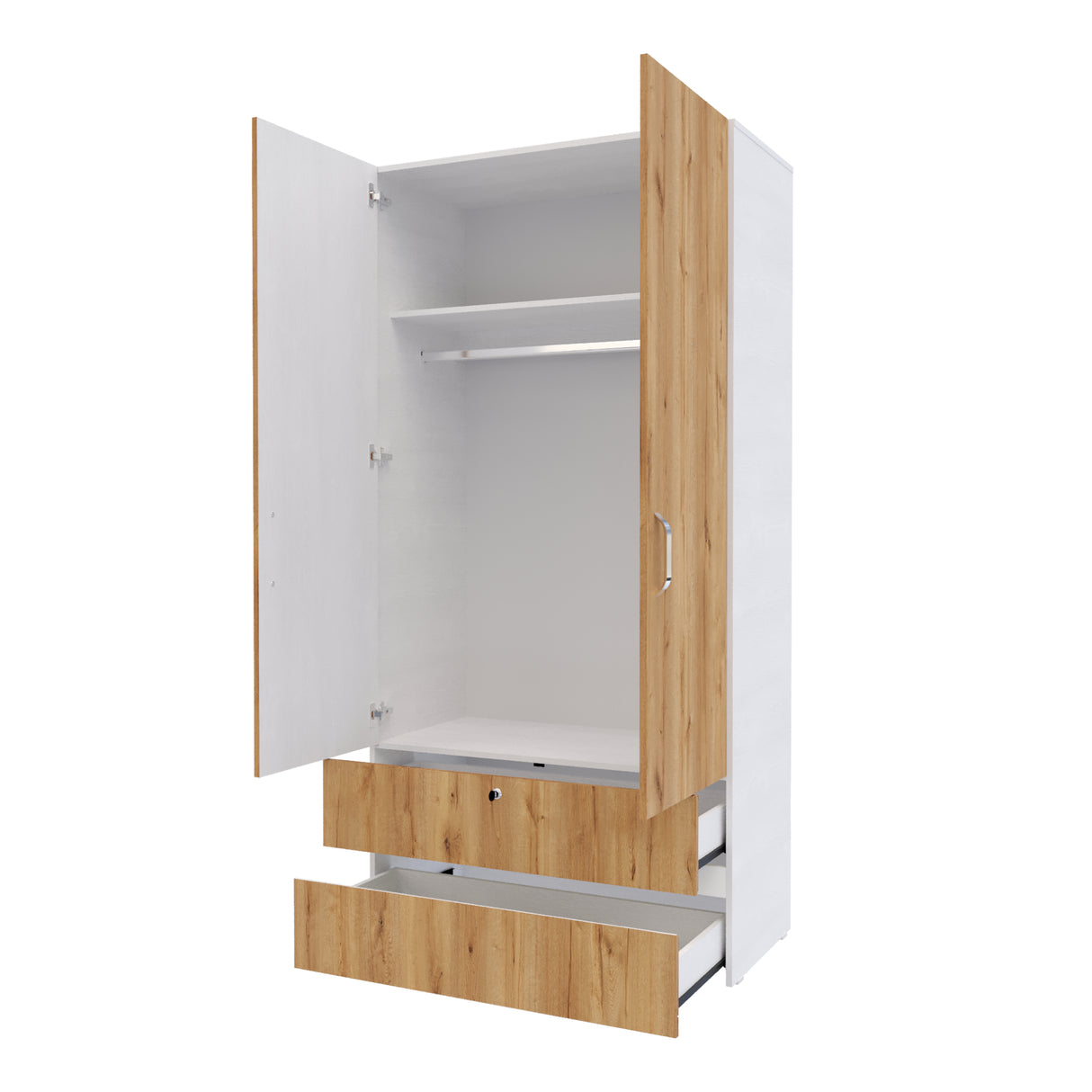 Closet Tripoli Blanco y Duna 100x200cm con Dos Cajones y con Dos Compartimientos - CLOSETS | Bylmo