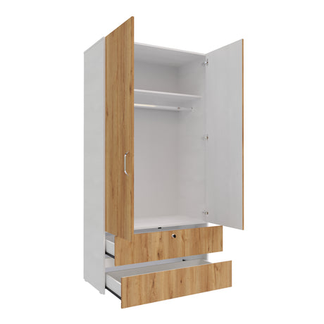 Closet Tripoli Blanco y Duna 100x200cm con Dos Cajones y con Dos Compartimientos - CLOSETS | Bylmo