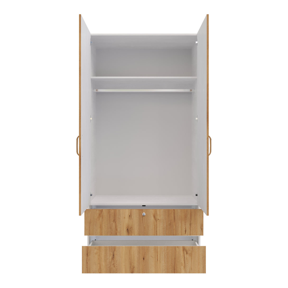 Closet Tripoli Blanco y Duna 100x200cm con Dos Cajones y con Dos Compartimientos - CLOSETS | Bylmo