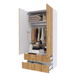 Closet Tripoli Blanco y Duna 100x200cm con Dos Cajones y con Dos Compartimientos - CLOSETS | Bylmo