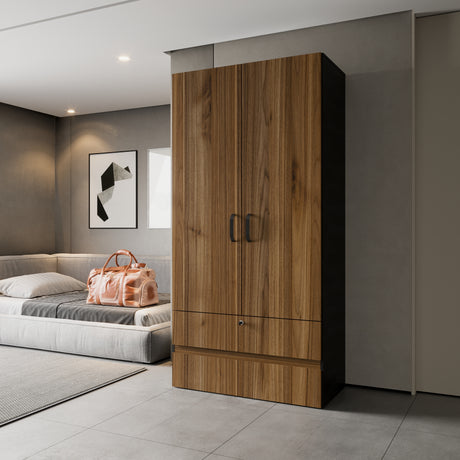 Closet Tripoli Wengue y Duna 100x200cm con Dos Cajones y con Dos Compartimientos - CLOSETS | Bylmo