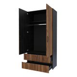 Closet Tripoli Wengue y Duna 100x200cm con Dos Cajones y con Dos Compartimientos - CLOSETS | Bylmo