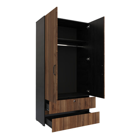 Closet Tripoli Wengue y Duna 100x200cm con Dos Cajones y con Dos Compartimientos - CLOSETS | Bylmo