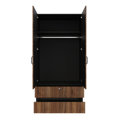 Closet Tripoli Wengue y Duna 100x200cm con Dos Cajones y con Dos Compartimientos - CLOSETS | Bylmo