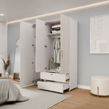 Closet Tripoli Blanco y Niebla 140x200cm con Dos Cajones y con Seis Compartimientos - CLOSETS | Bylmo