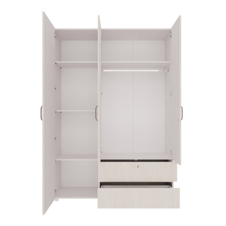 Closet Tripoli Blanco y Niebla 140x200cm con Dos Cajones y con Seis Compartimientos - CLOSETS | Bylmo