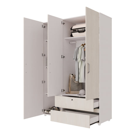 Closet Tripoli Blanco y Niebla 140x200cm con Dos Cajones y con Seis Compartimientos - CLOSETS | Bylmo