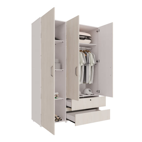 Closet Tripoli Blanco y Niebla 140x200cm con Dos Cajones y con Seis Compartimientos - CLOSETS | Bylmo