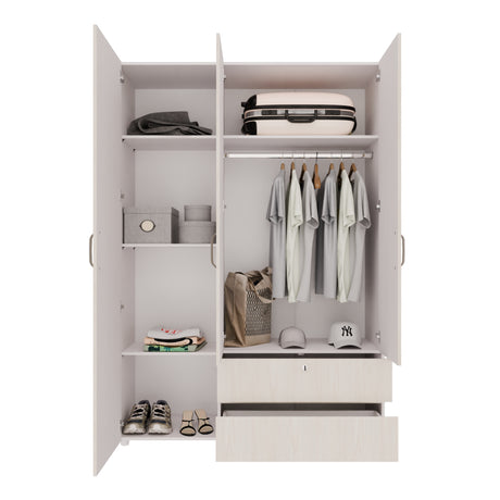 Closet Tripoli Blanco y Niebla 140x200cm con Dos Cajones y con Seis Compartimientos - CLOSETS | Bylmo