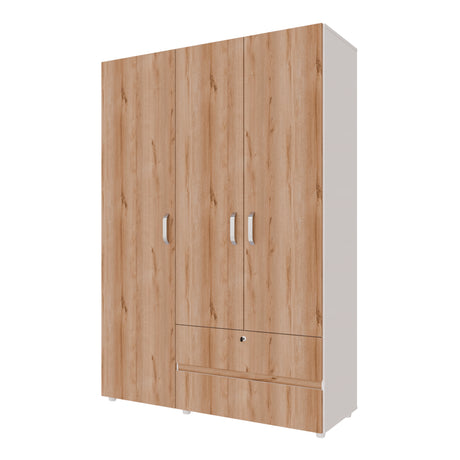 Closet Tripoli Blanco y Duna 140x200cm con Dos Cajones y con Seis Compartimientos - CLOSETS | Bylmo