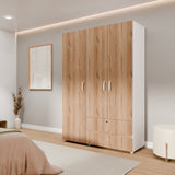 Closet Tripoli Blanco y Duna 140x200cm con Dos Cajones y con Seis Compartimientos - CLOSETS | Bylmo