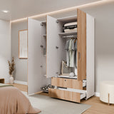 Closet Tripoli Blanco y Duna 140x200cm con Dos Cajones y con Seis Compartimientos - CLOSETS | Bylmo
