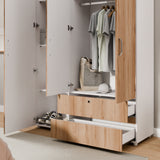 Closet Tripoli Blanco y Duna 140x200cm con Dos Cajones y con Seis Compartimientos - CLOSETS | Bylmo