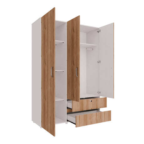 Closet Tripoli Blanco y Duna 140x200cm con Dos Cajones y con Seis Compartimientos - CLOSETS | Bylmo