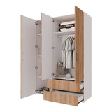 Closet Tripoli Blanco y Duna 140x200cm con Dos Cajones y con Seis Compartimientos - CLOSETS | Bylmo