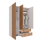 Closet Tripoli Blanco y Duna 140x200cm con Dos Cajones y con Seis Compartimientos - CLOSETS | Bylmo