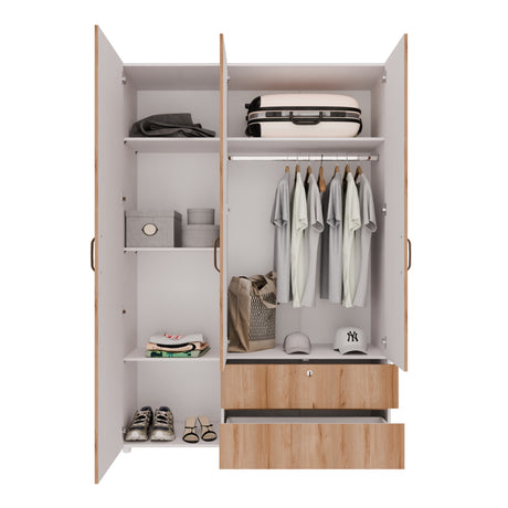 Closet Tripoli Blanco y Duna 140x200cm con Dos Cajones y con Seis Compartimientos - CLOSETS | Bylmo