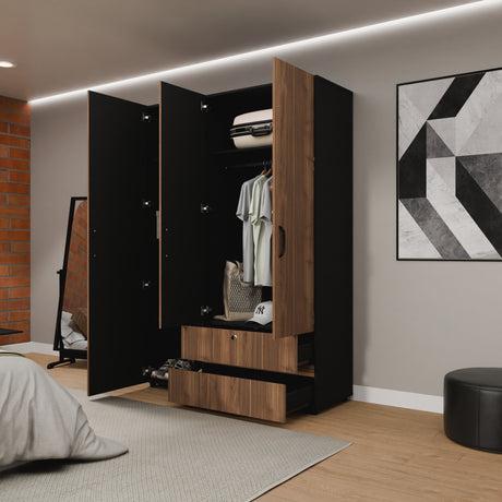Closet Tripoli Wengue y Gales 140x200cm con Dos Cajones y con Seis Compartimientos - CLOSETS | Bylmo