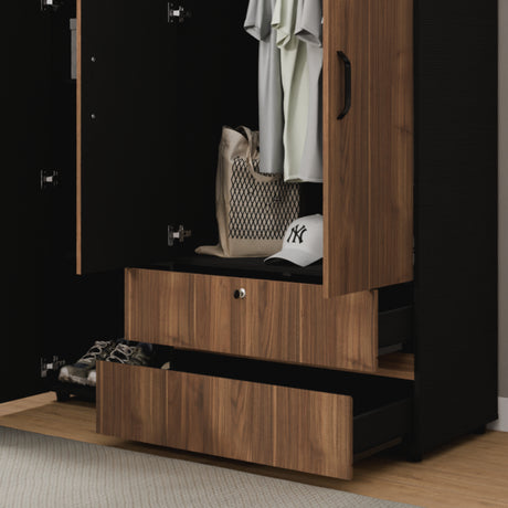 Closet Tripoli Wengue y Gales 140x200cm con Dos Cajones y con Seis Compartimientos - CLOSETS | Bylmo