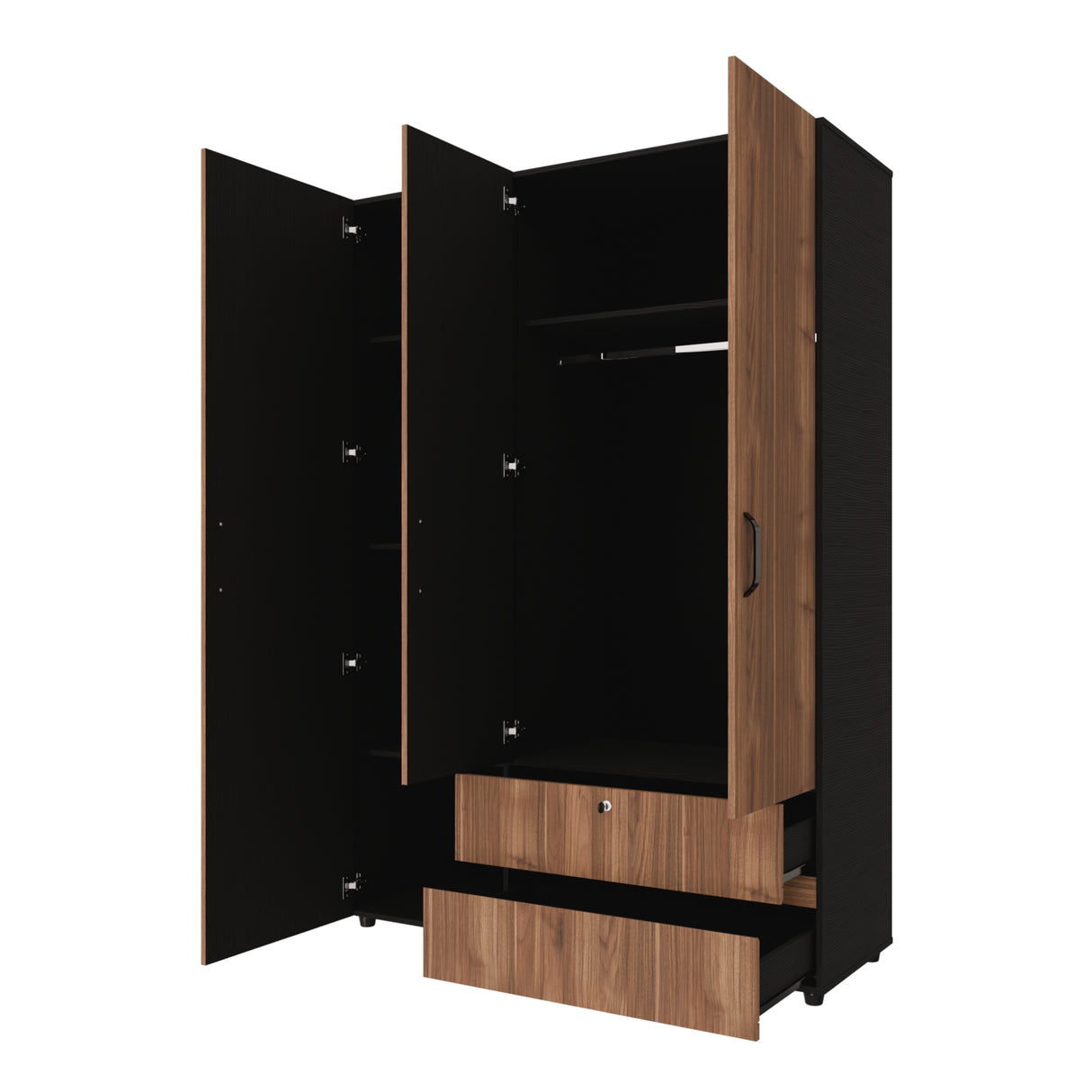 Closet Tripoli Wengue y Gales 140x200cm con Dos Cajones y con Seis Compartimientos - CLOSETS | Bylmo