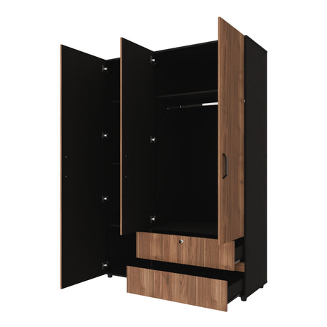Closet Tripoli Wengue y Gales 140x200cm con Dos Cajones y con Seis Compartimientos - CLOSETS | Bylmo