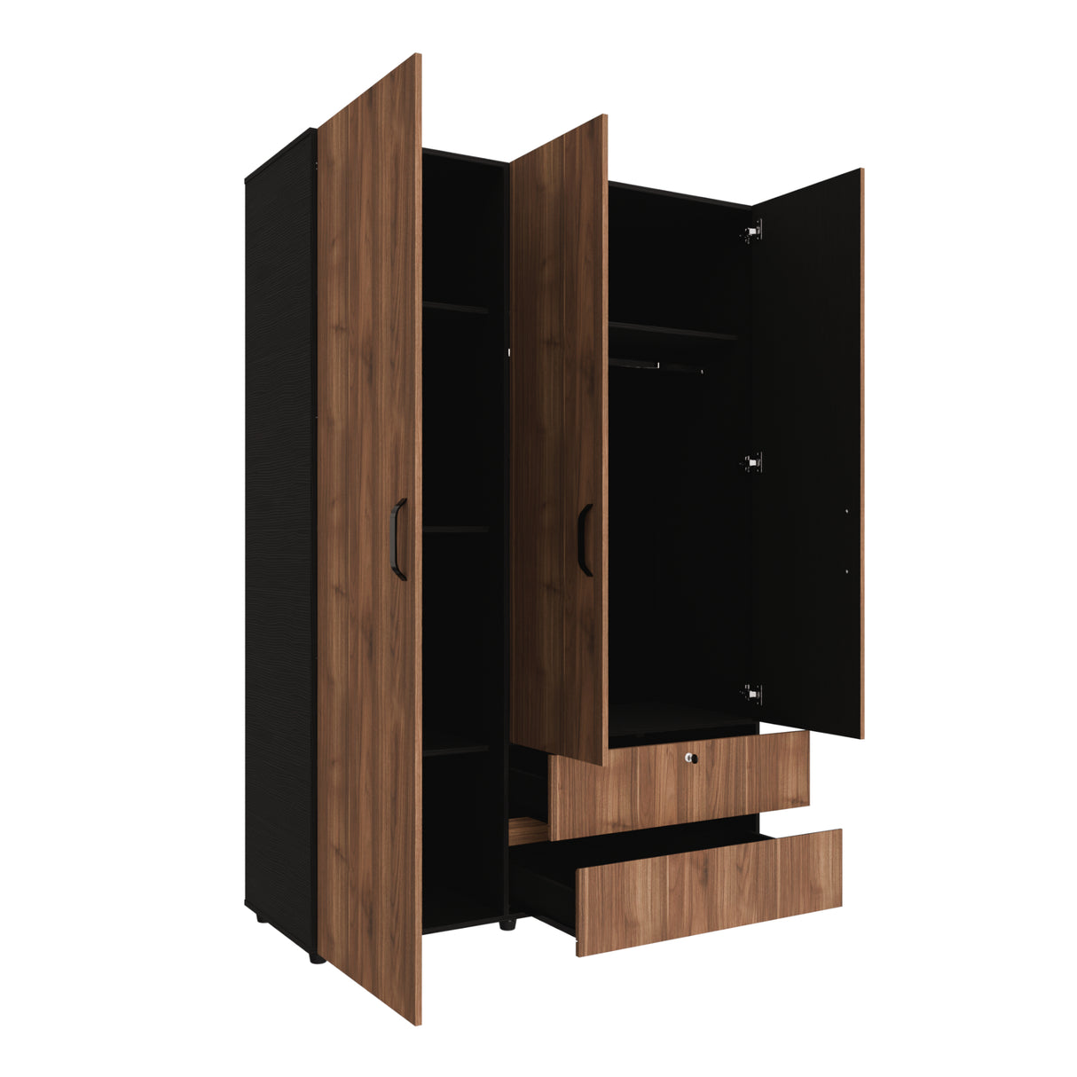 Closet Tripoli Wengue y Gales 140x200cm con Dos Cajones y con Seis Compartimientos - CLOSETS | Bylmo