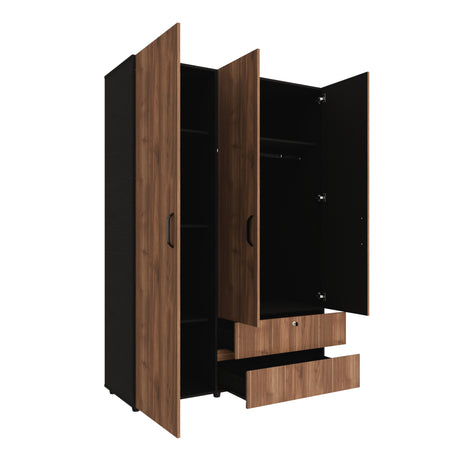 Closet Tripoli Wengue y Gales 140x200cm con Dos Cajones y con Seis Compartimientos - CLOSETS | Bylmo