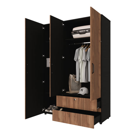 Closet Tripoli Wengue y Gales 140x200cm con Dos Cajones y con Seis Compartimientos - CLOSETS | Bylmo