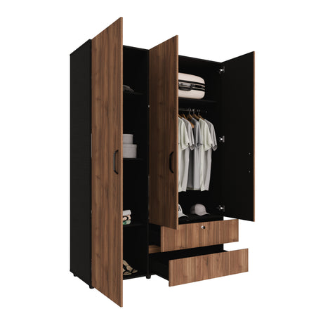 Closet Tripoli Wengue y Gales 140x200cm con Dos Cajones y con Seis Compartimientos - CLOSETS | Bylmo