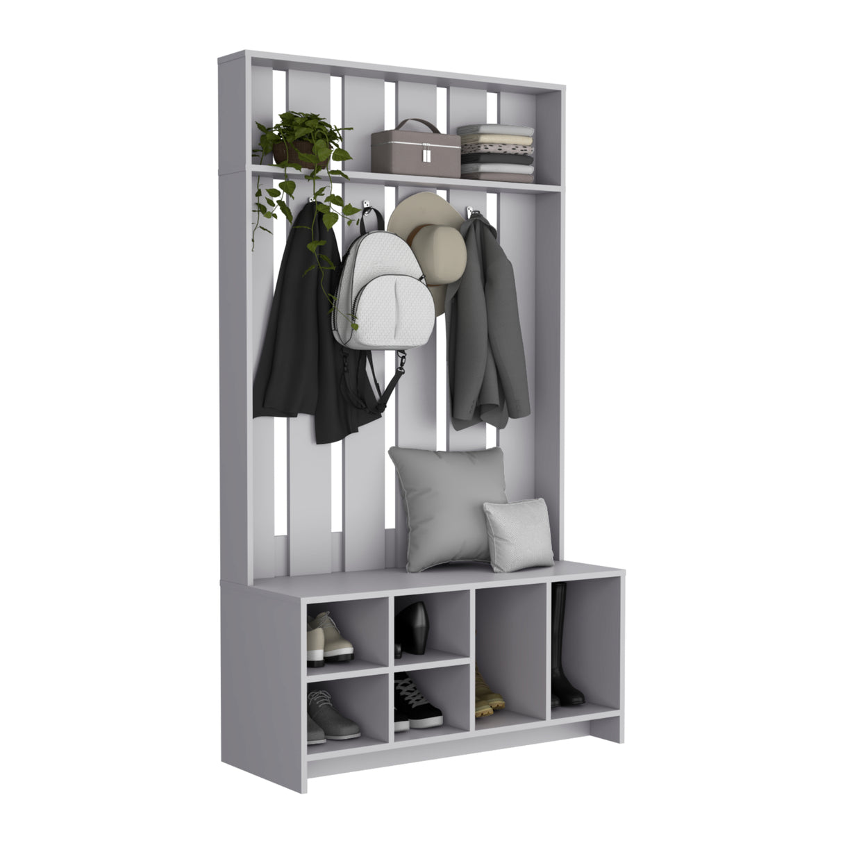 Recibidor Tulcan Gris 96.8x172.6cm sin Cajones y con Cuatro Compartimientos - BIFES Y ARRIMOS | Bylmo