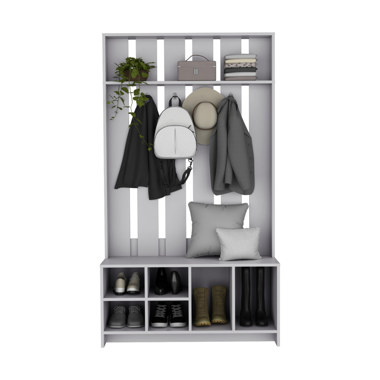 Recibidor Tulcan Gris 96.8x172.6cm sin Cajones y con Cuatro Compartimientos - BIFES Y ARRIMOS | Bylmo