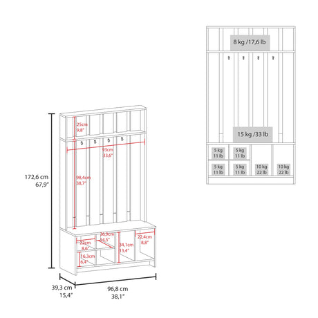 Recibidor Tulcan Gris 96.8x172.6cm sin Cajones y con Cuatro Compartimientos - BIFES Y ARRIMOS | Bylmo