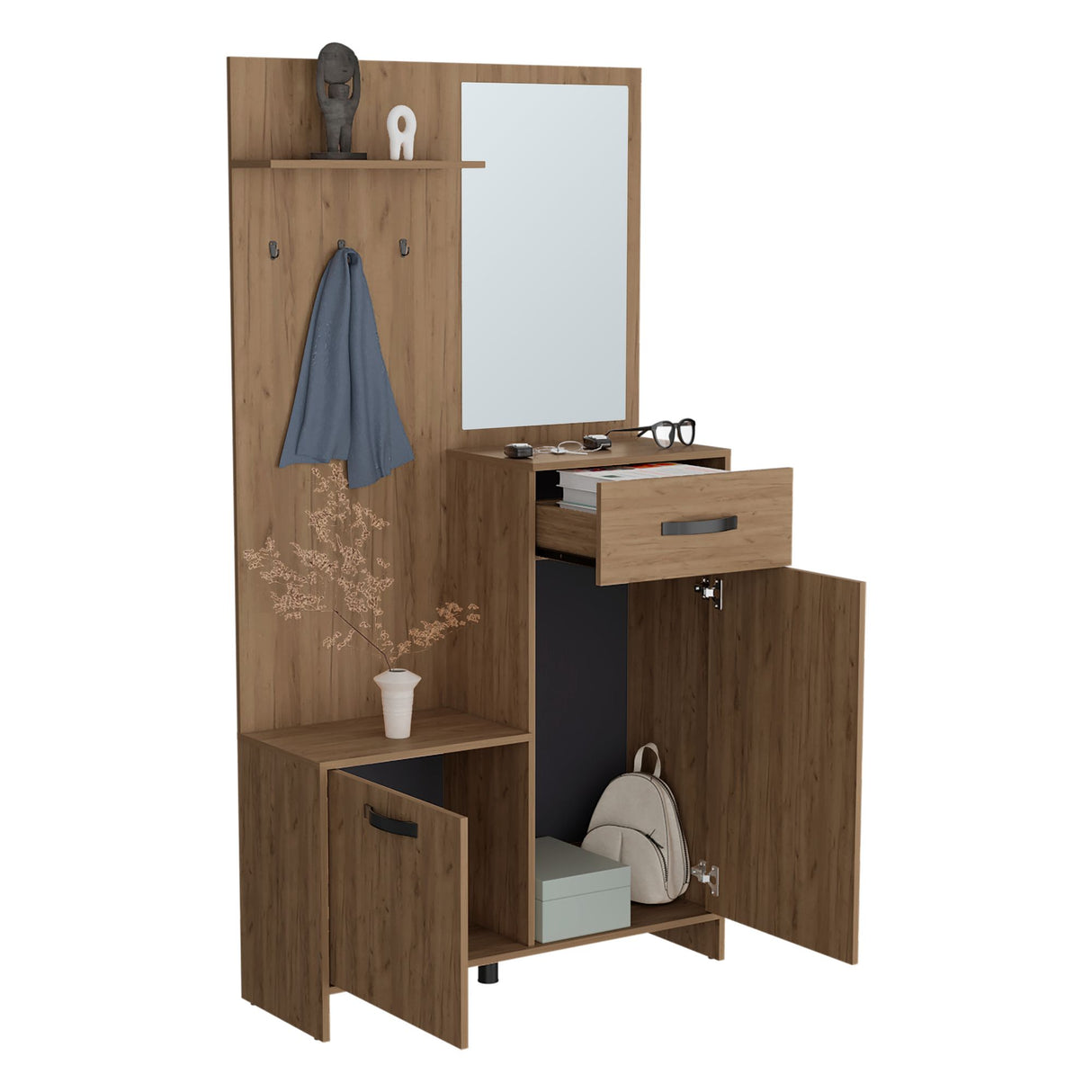 Recibidor Parker Fresno Europeo 99.5x191cm con Un Cajón y con Cinco Compartimientos - BIFES Y ARRIMOS | Bylmo