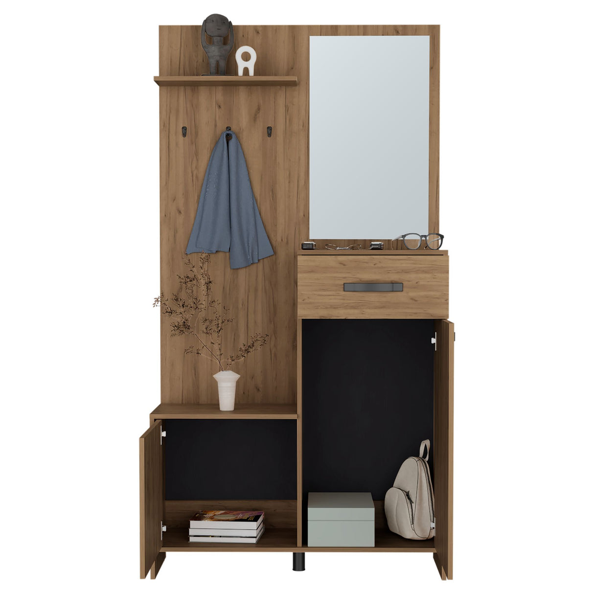 Recibidor Parker Fresno Europeo 99.5x191cm con Un Cajón y con Cinco Compartimientos - BIFES Y ARRIMOS | Bylmo