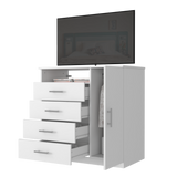 Cómoda Peru Blanco 91x89.2cm de Cinco Hileras con Cuatro Cajones y con Espacio para TV - CAJONERAS Y COMODAS | Bylmo