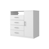 Cómoda Peru Blanco 91x89.2cm de Cinco Hileras con Cuatro Cajones y con Espacio para TV - CAJONERAS Y COMODAS | Bylmo